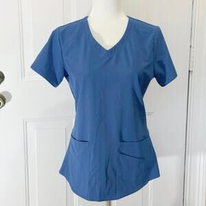 Skechers scrub top women’s size small electric blue short sleeve three pockets